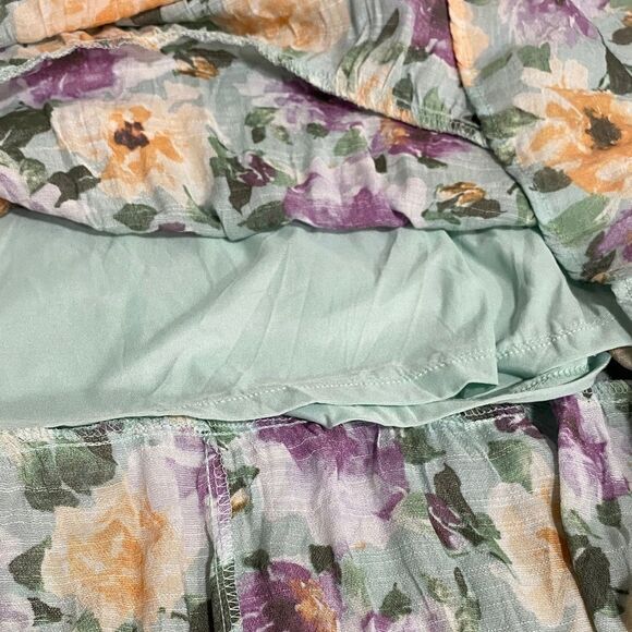 Anthropologie By the River Green Floral Smocked Flutter Sleeve Maxi Dress Size M - Picture 8 of 12